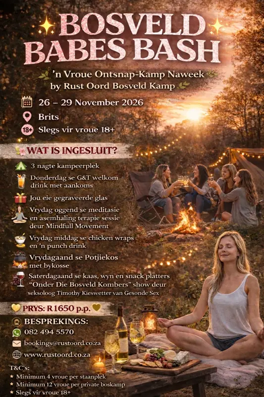 Bosveld Babes Bash - Vroue Ontsnap-Kamp Naweek by Rust Oord Bosveld Kamp, Brits - 26 tot 29 November 2026