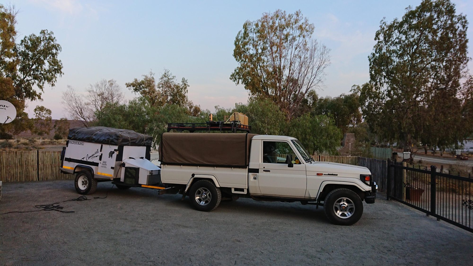 Conqueror caravan hitched and ready to tow on a South African road trip
